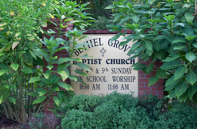 Bethel Grove Baptist Church sign